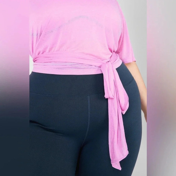 Fabletics Ryan Balletcore Short-Sleeve Tie Up Tee - Size XXL Misty Lilac - NWT - Picture 3 of 9